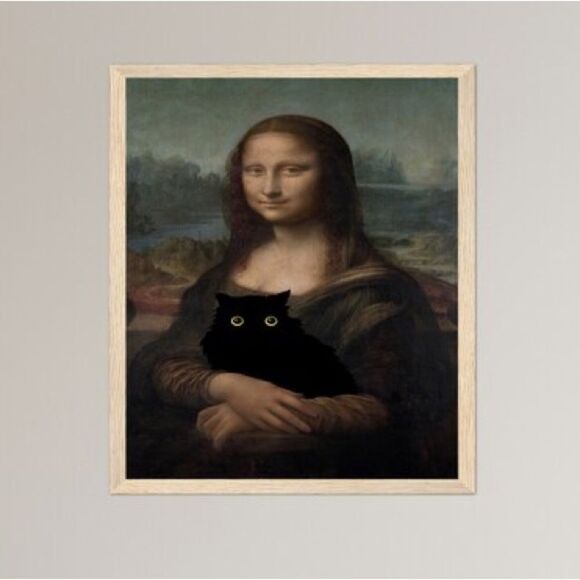Mona Lisa Black Cat Print - Picture 1 of 4
